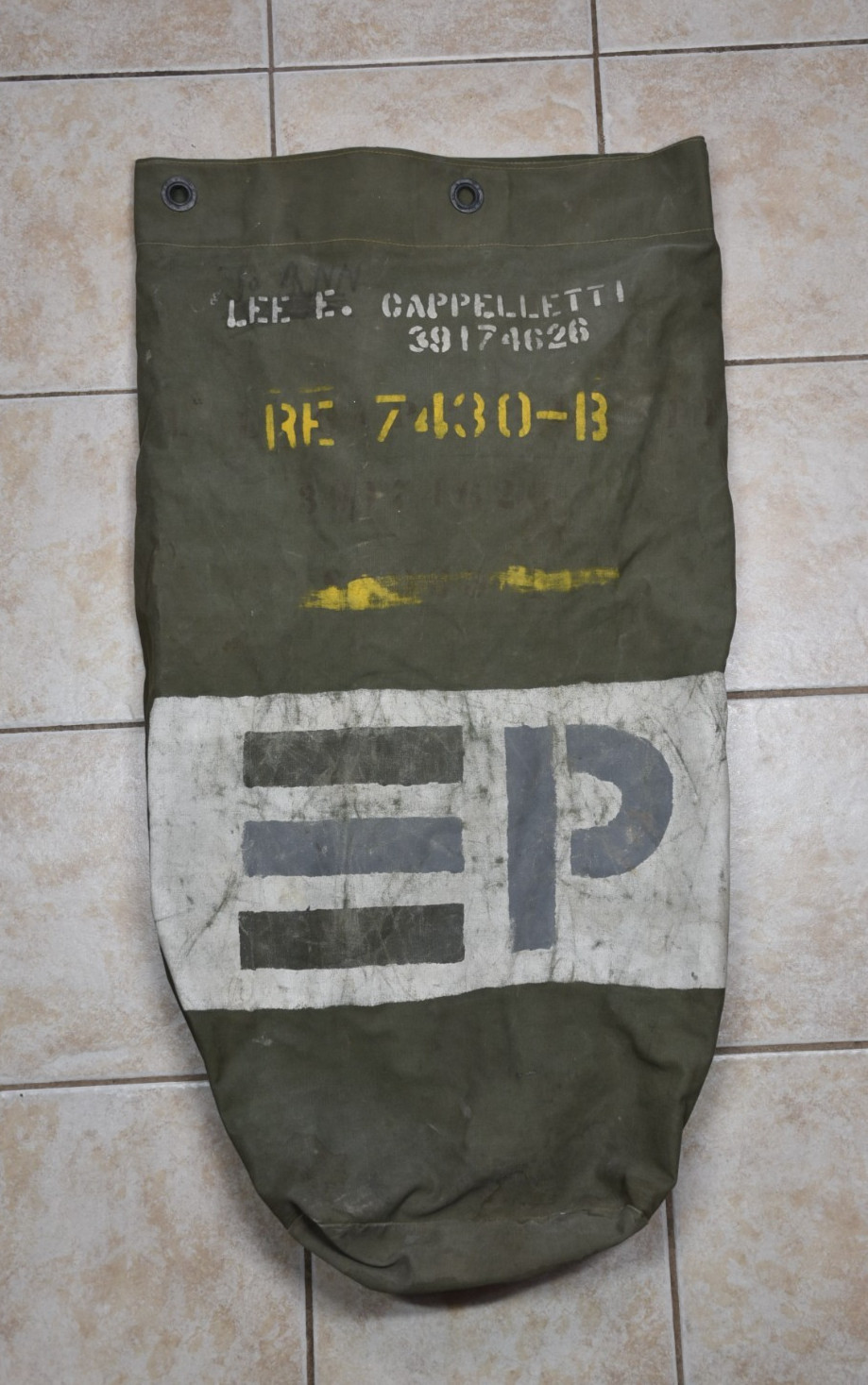 Vintage WWII WW2 US Army Duffle Bag Named Military Strap Navy Infantry Solider
