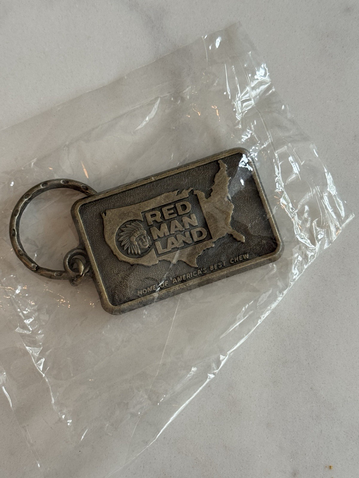 Vintage Red Man Land Key Chain Chewing Tobacco