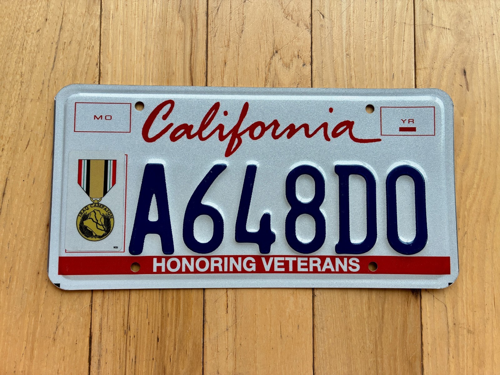 2005 California Honoring Veterans Iraq Campaign License Plate