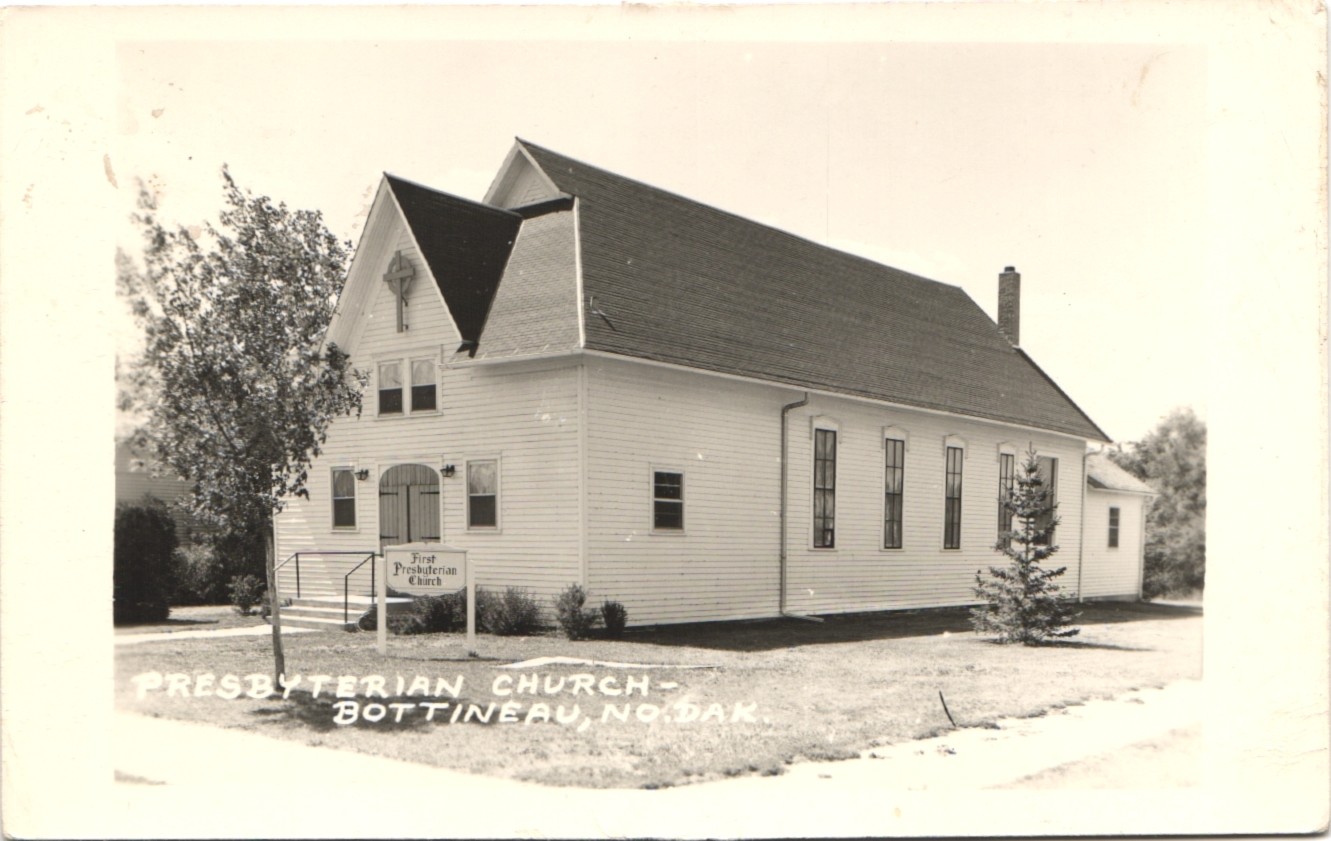 PRESBYTERIAN CHURCH bottineau nd real photo postcard rppc north dakota history