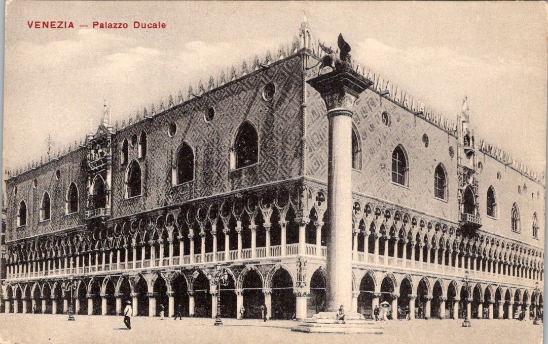Sepia Postcard Doge\'s Palace Venezia Italy 1910s Palazzo Ducale Piazzetta 2874