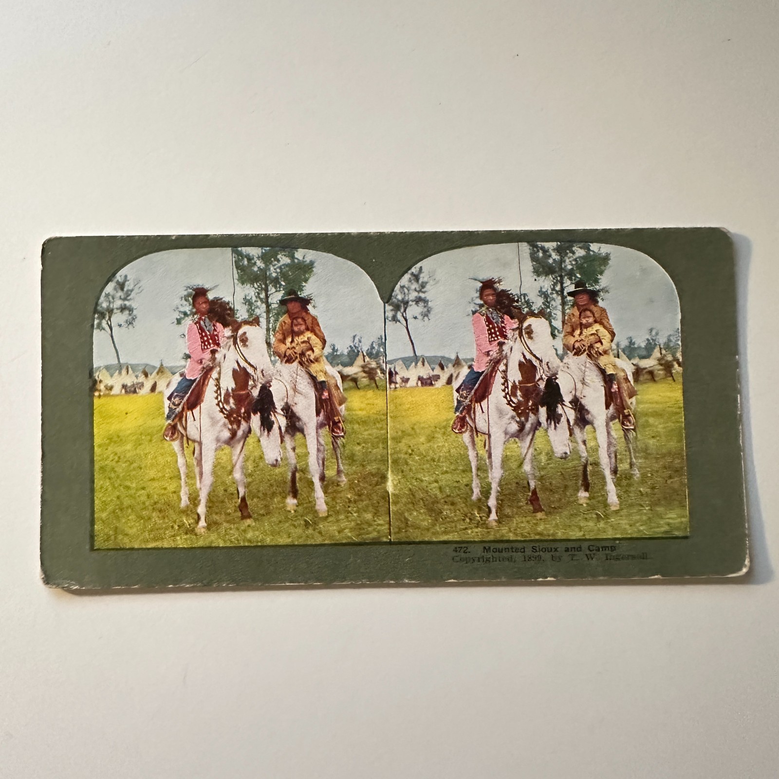Mounted Sioux In Camp Reps Of The Sioux Nation Antique Stereoview Card 5H6-3