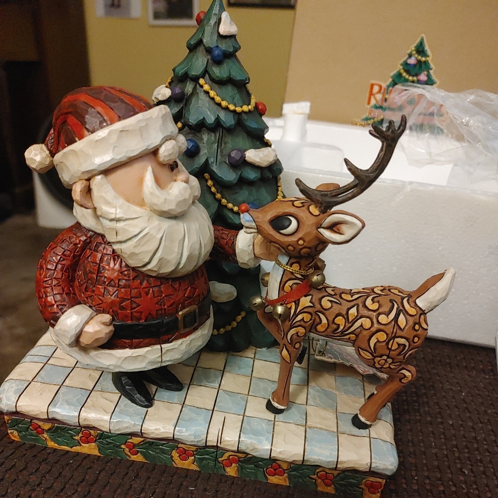 2007 Jim Shore Enesco Traditions Rudolph and Santa with Christmas Tree in box 2007 Jim Shore Enesco Traditions Rudolph and Santa with Christmas Tree in box