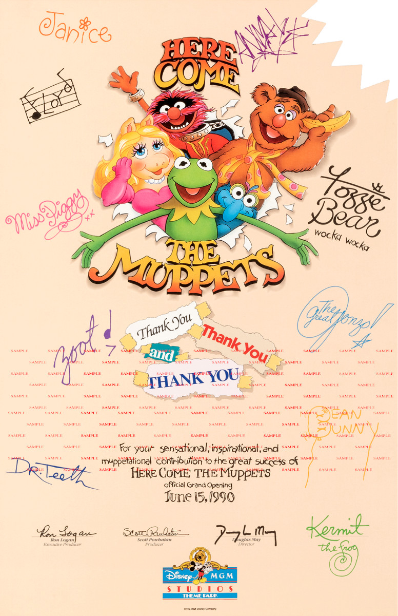 Disney 1989 Here Come The Muppets 11 x 17 Poster Kermit Attraction Jim Henson Disney 1989 Here Come The Muppets 11 x 17 Poster Kermit Attraction Jim Henson