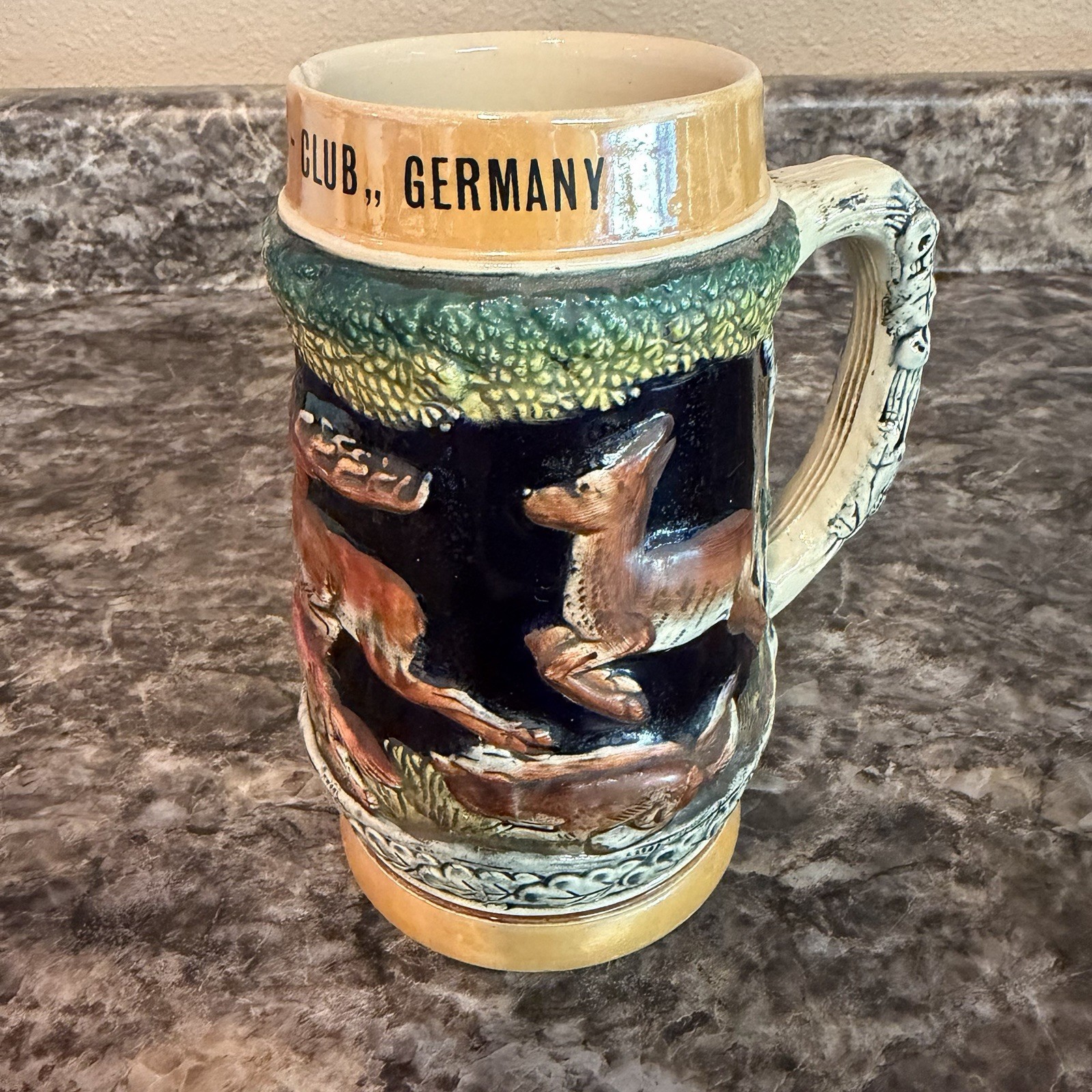 ORIGINAL KING 2 WEST GERMANY BEER STEIN DEER WILDERNESS SCENE 950 Giebelstadt ORIGINAL KING 2 WEST GERMANY BEER STEIN DEER WILDERNESS SCENE 950 Giebelstadt
