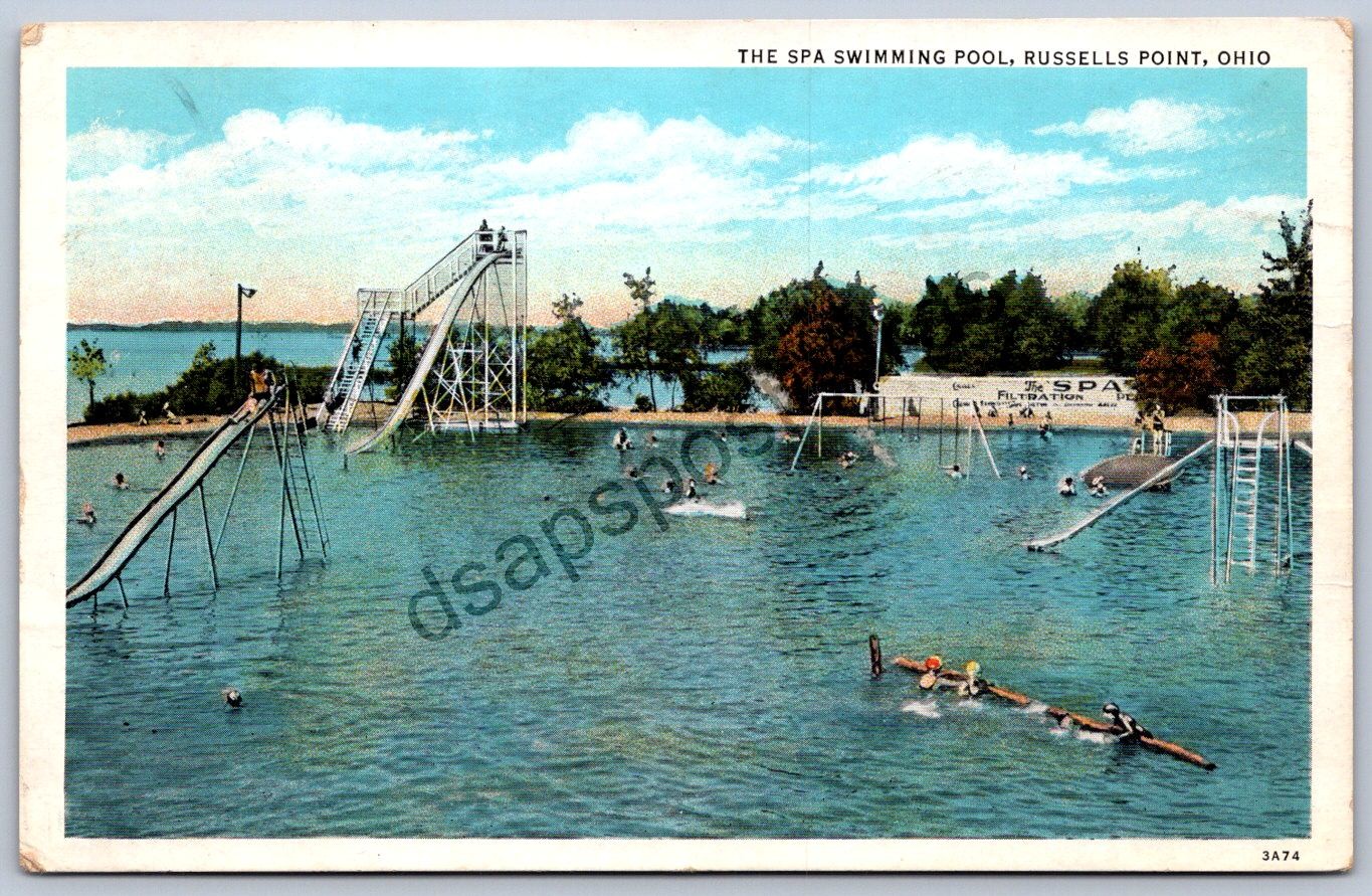 K54/ Russells Point Indian Lake Ohio Postcard c1935 Spa Swimming Pool   333