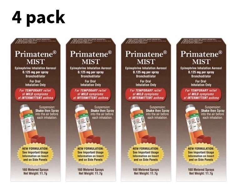 PRIMATINE MIST Epinephrine Inhaler (4 Pack) EXP 4/2028 NEW- PRIMATINE MIST Epinephrine Inhaler (4 Pack) EXP 4/2028 NEW-