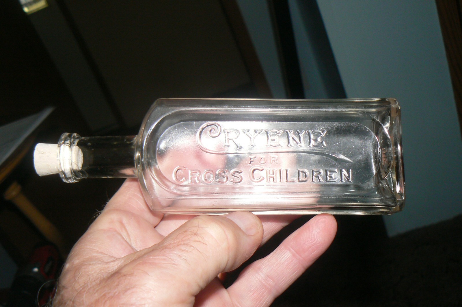 RARE LIKE MINT 1880S CRYENE FOR CROSS CHILDREN CLEAR MEDICINE BOTTLE RARE LIKE MINT 1880S CRYENE FOR CROSS CHILDREN CLEAR MEDICINE BOTTLE