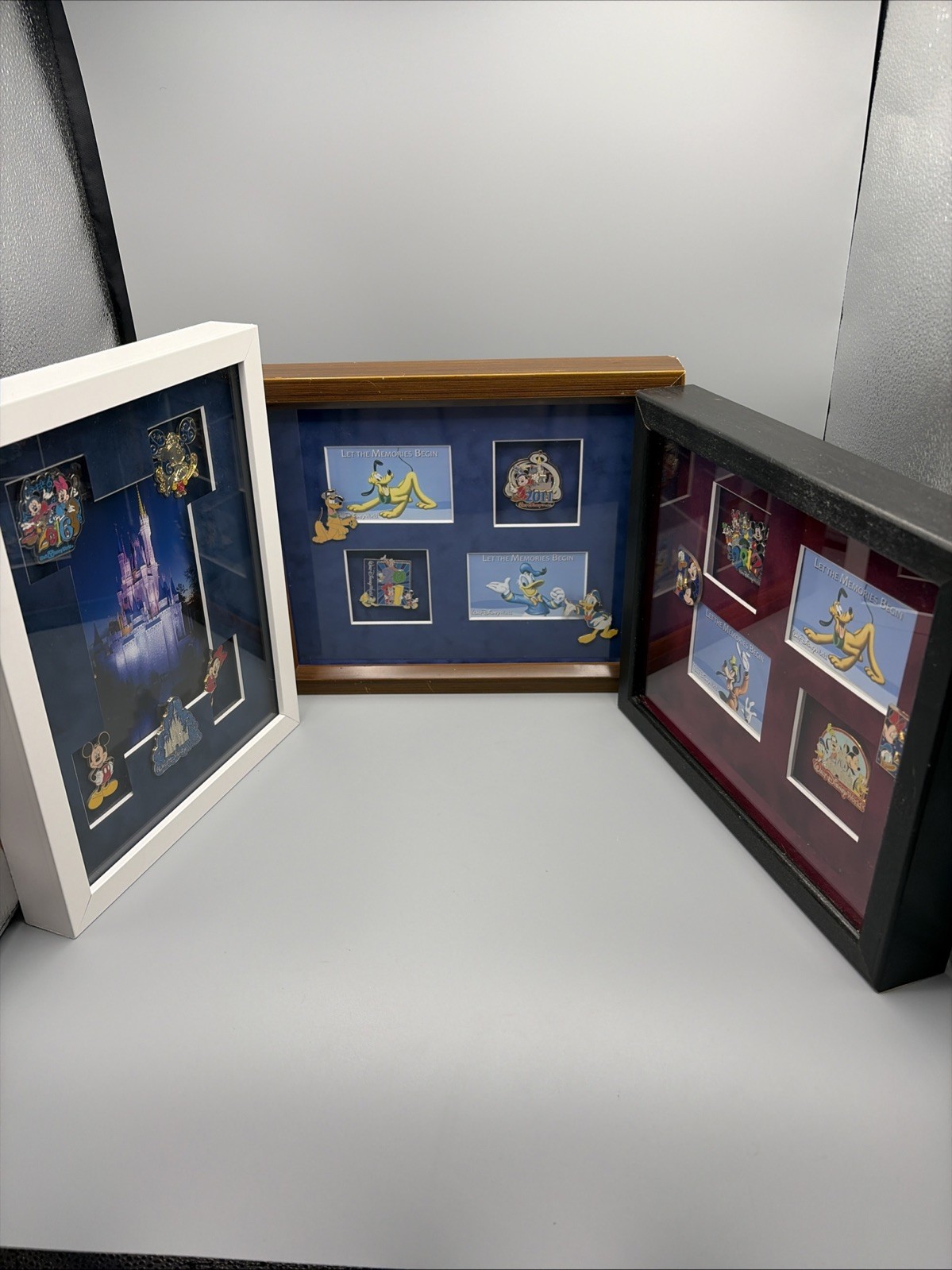 3 Disney Matted Pictures and Authentic Disney Pins