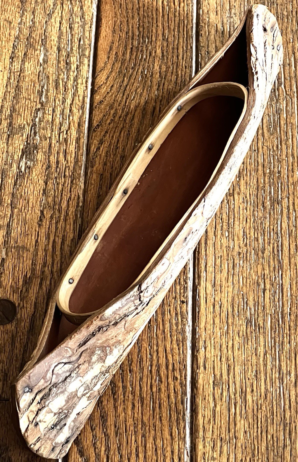 Vtg Native American Indian Handmade Wood Bark Canoe 14.5 Display Piece *Plz Read