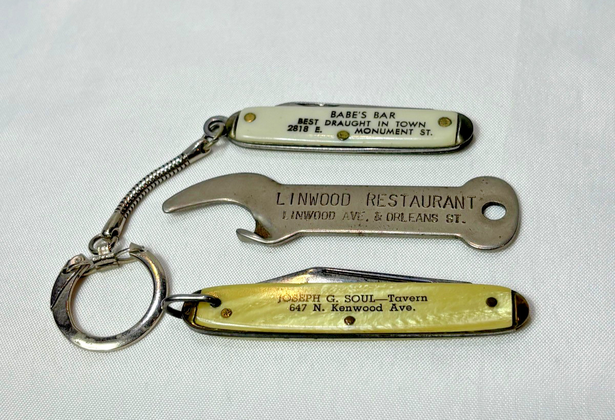 Vtg Baltimore Advertising Lot Knives & Opener Babe's Bar Linwood Resto JG Soul