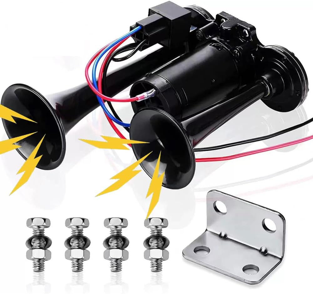 12V 600DB Super Loud Dual Electric Air Horns Kit with Compressor Applicablefor A 12V 600DB Super Loud Dual Electric Air Horns Kit with Compressor Applicablefor A
