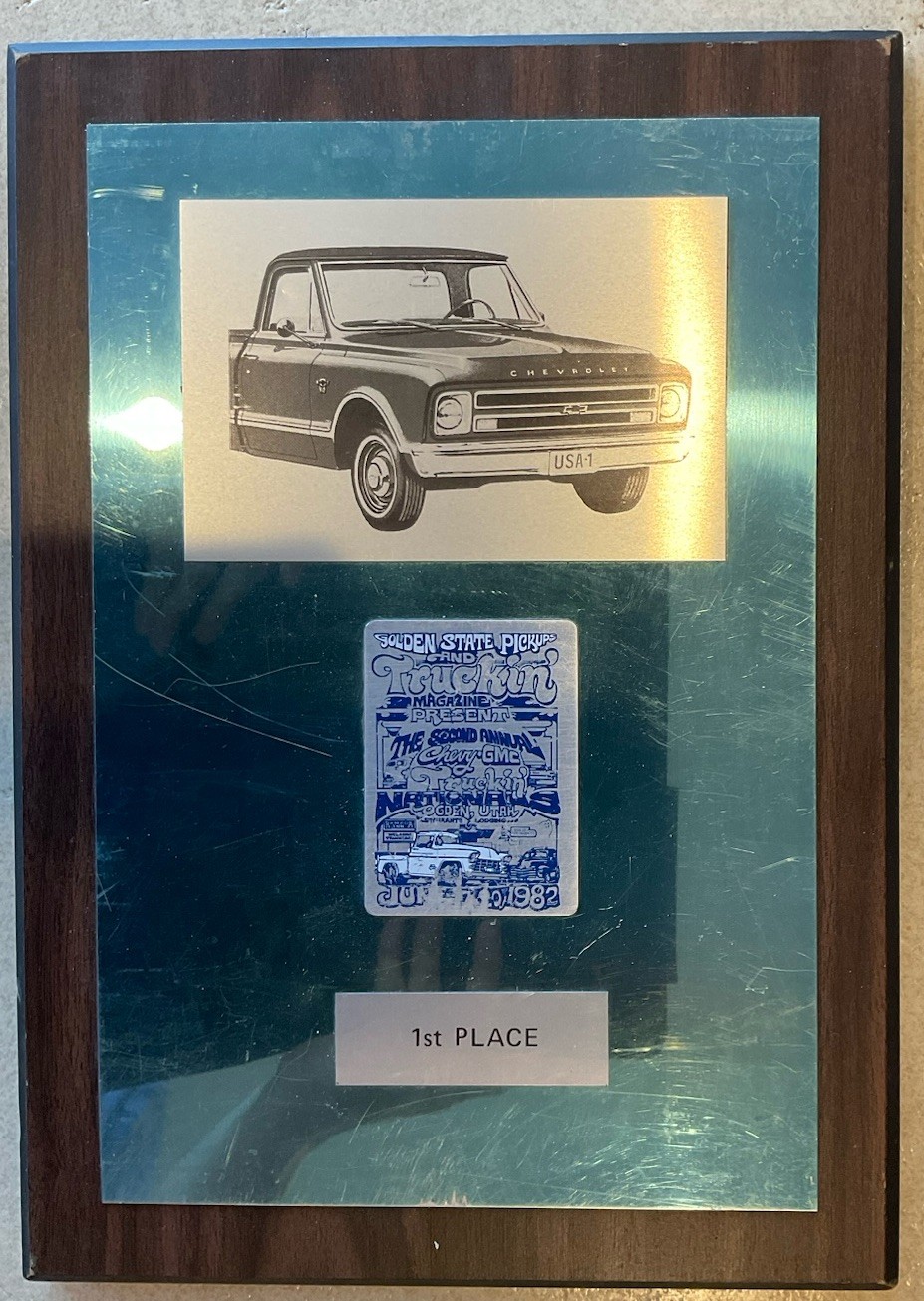 1982 Vintage 1st Place Hot Rod Plaque, Ogden Utah June 1982, Chevy GMC Nationals 1982 Vintage 1st Place Hot Rod Plaque, Ogden Utah June 1982, Chevy GMC Nationals