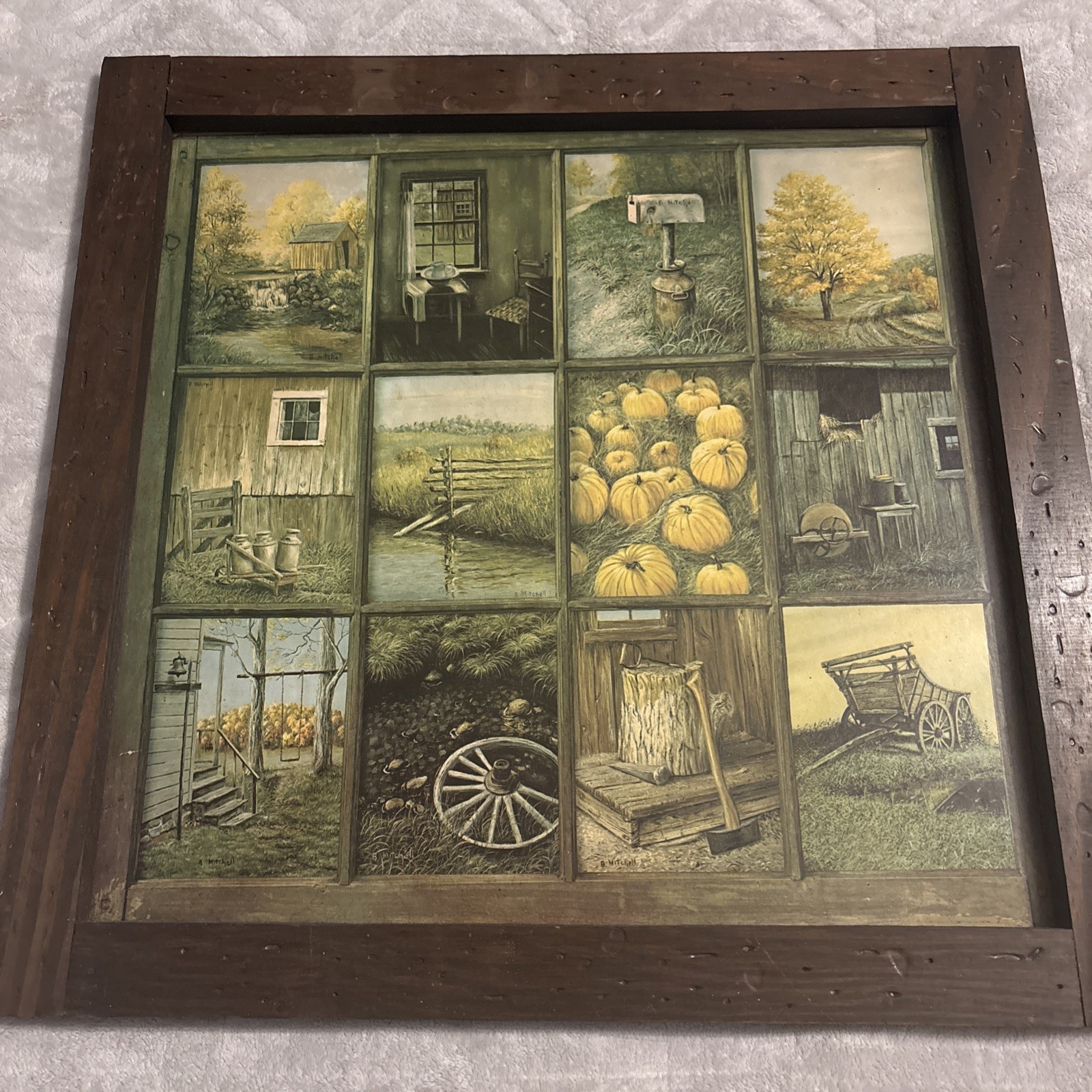 Vintage Homco Rustic Framed 12 Panel Pane Picture Prints -B Mitchell Vintage Homco Rustic Framed 12 Panel Pane Picture Prints -B Mitchell