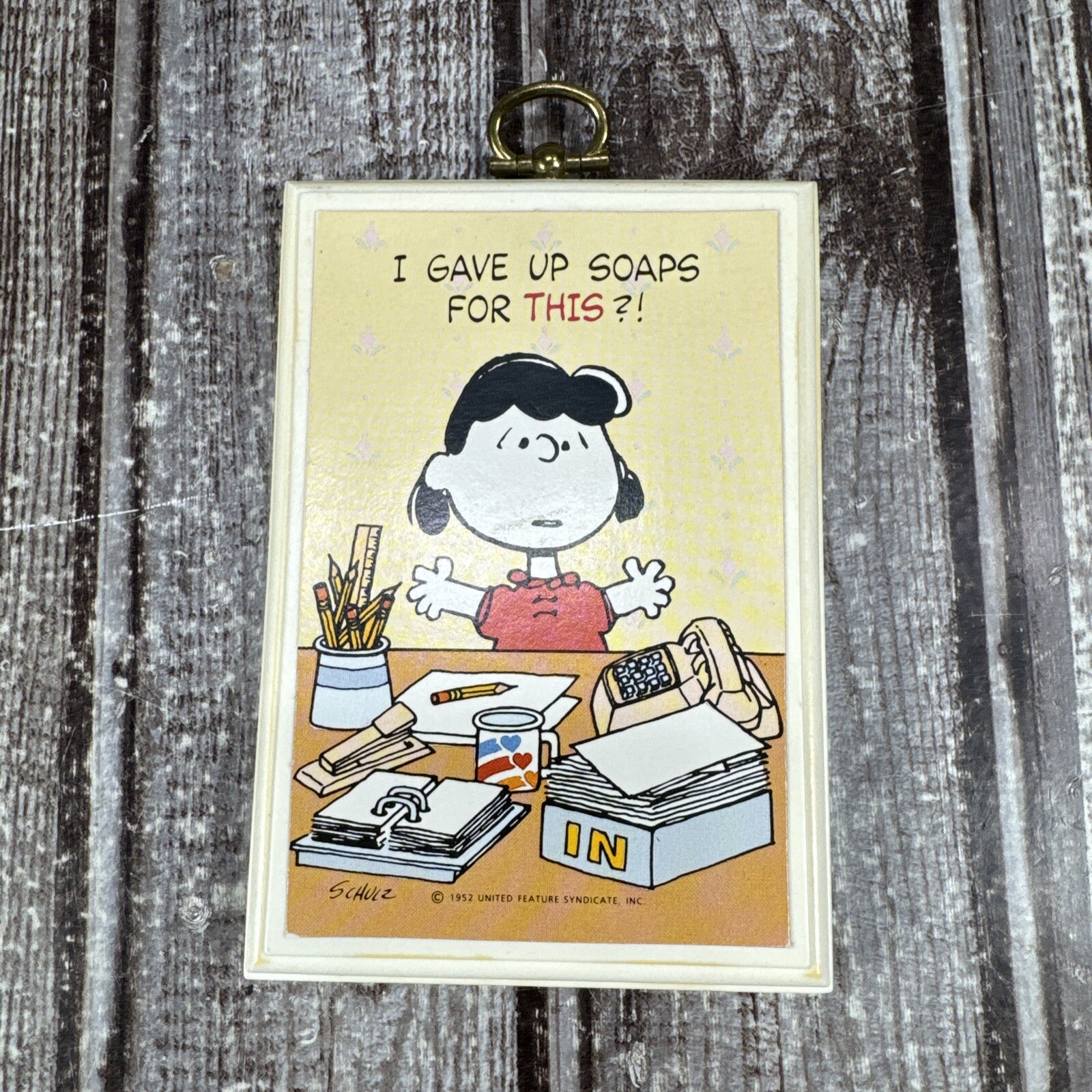 Vintage Hallmark Peanuts Lucy Plaque I Gave Up Soaps for This?
