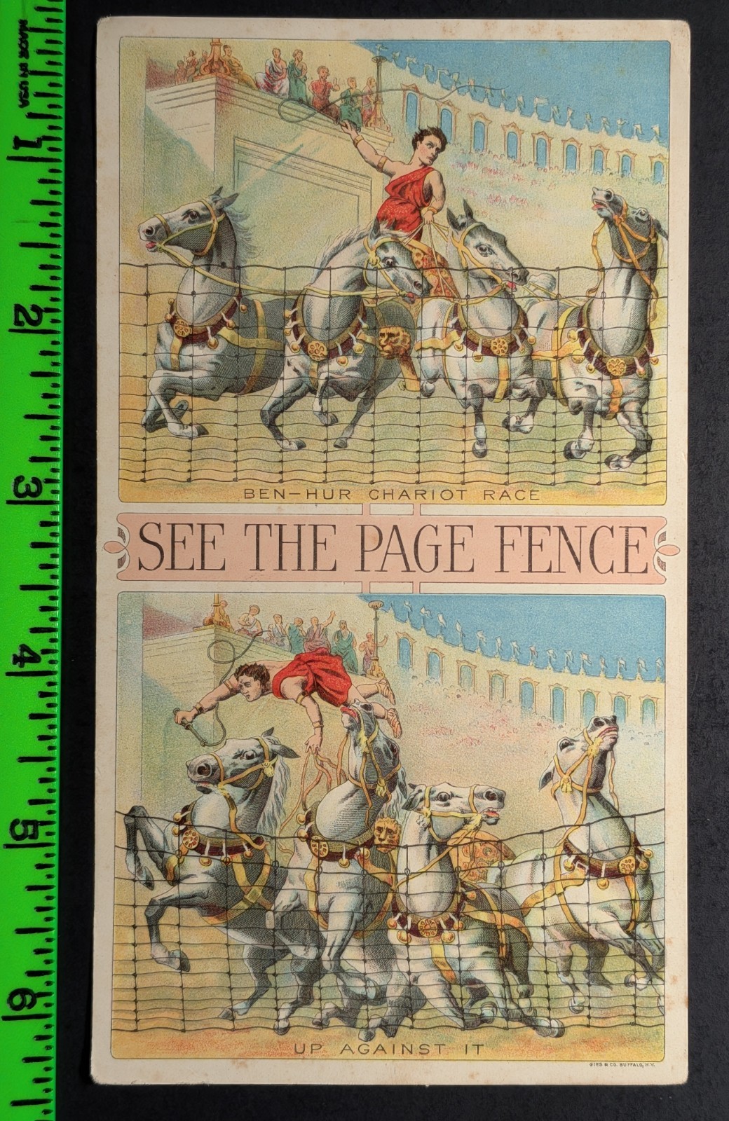 Vintage The Page Fence Chariot Race Trade Card Vintage The Page Fence Chariot Race Trade Card