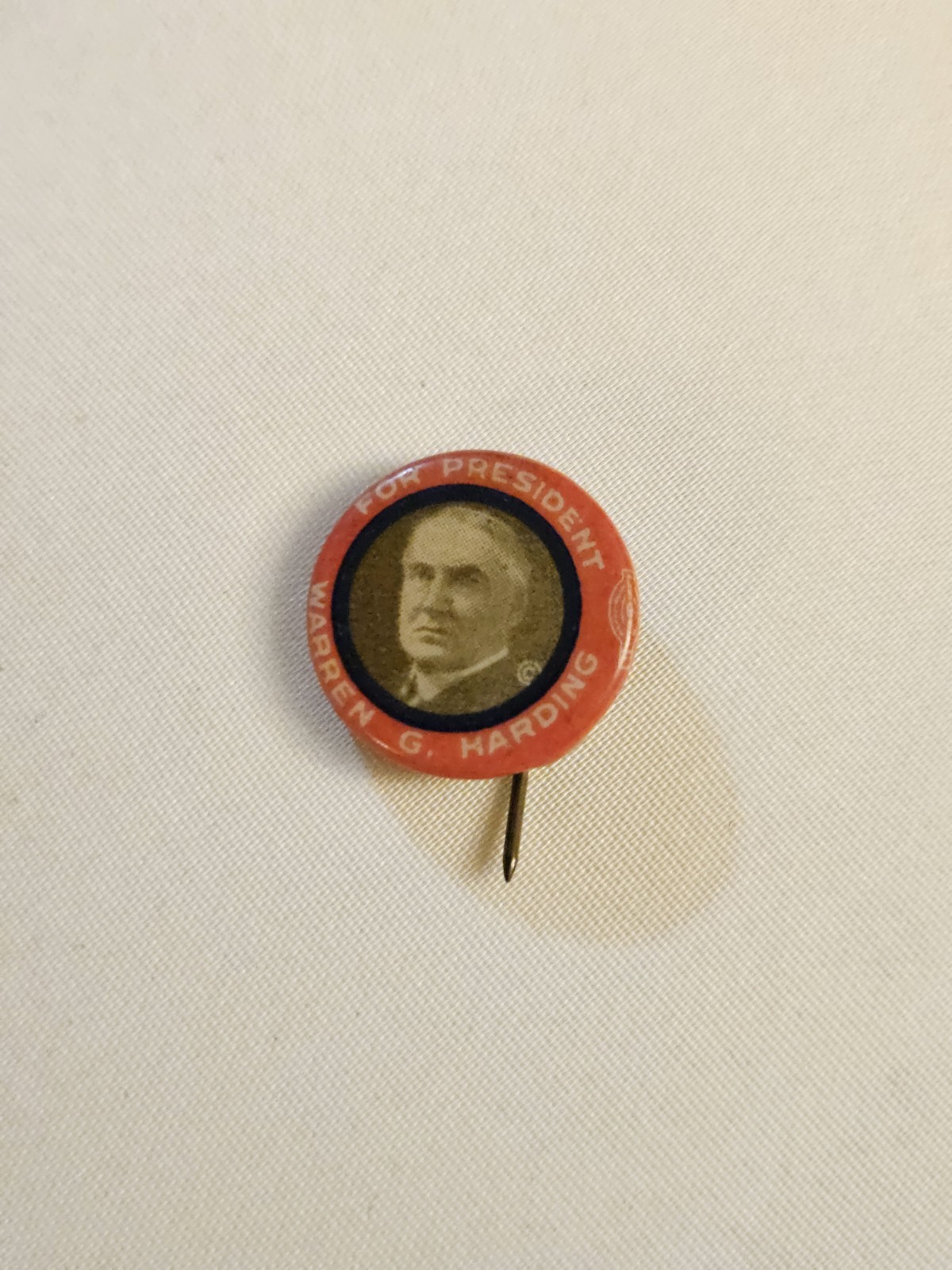 1920 Warren Harding for President Red Pin Back Button 1/2 In Campaign History