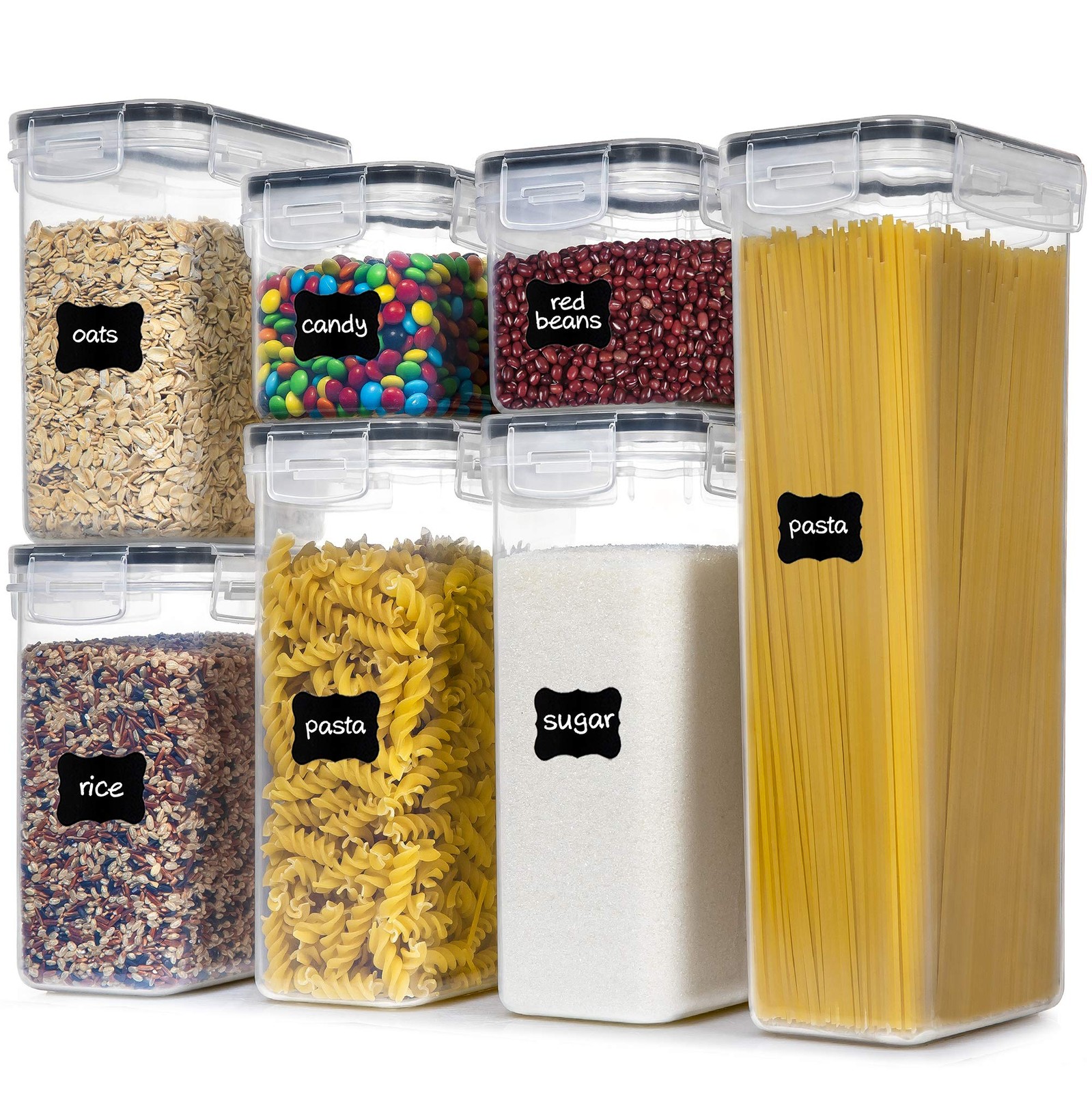 PANTRYSTAR Airtight Food Storage 2.8L, 2L, 1.6L, 0.8L, Black, Clear PANTRYSTAR Airtight Food Storage 2.8L, 2L, 1.6L, 0.8L, Black, Clear