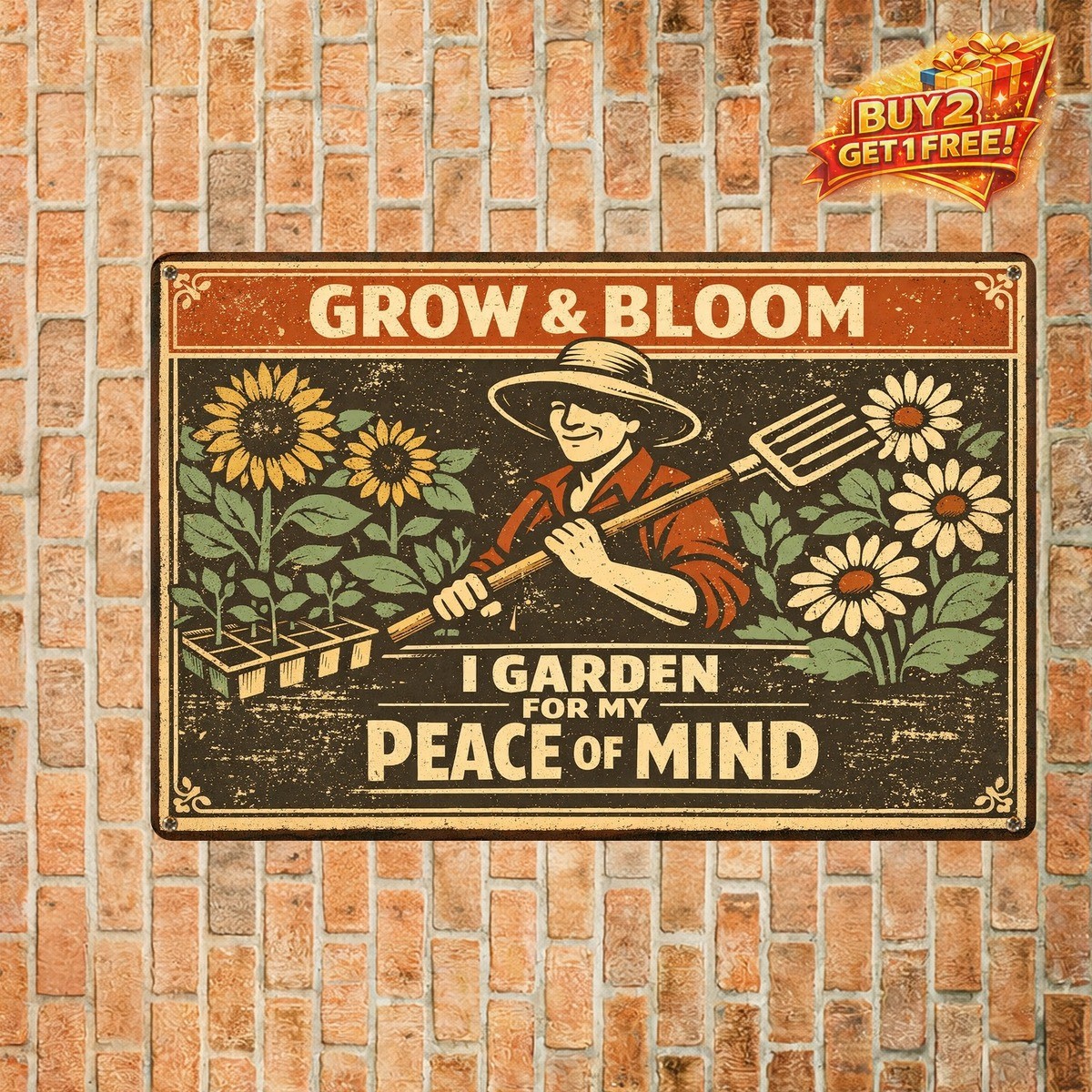 Gardening Because Murder Is Wrong Funny Garden Tin Sign 12x8 Metal Wall Decor
