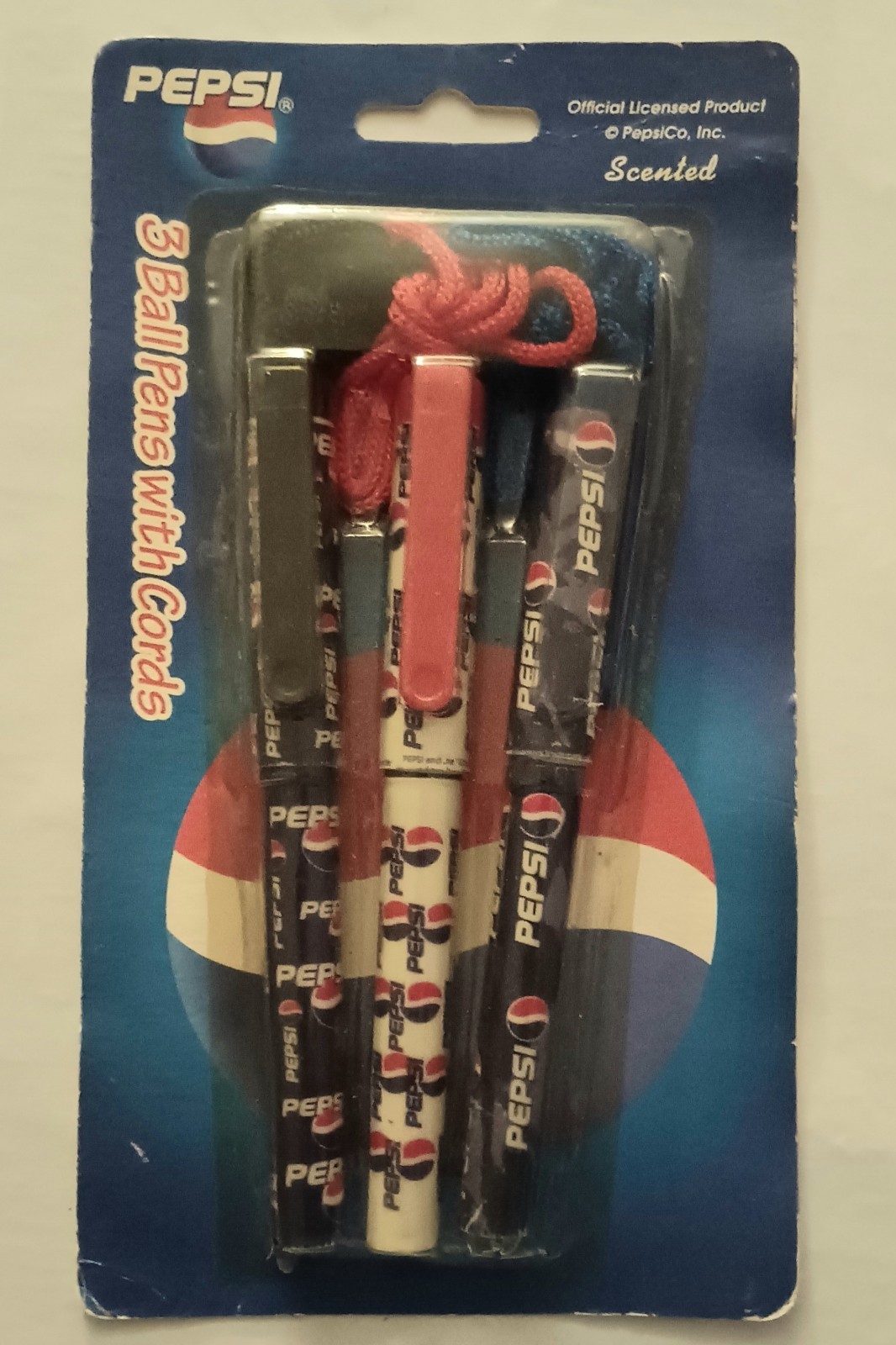 New in Sealed Package PEPSI Vtg 90s 3 BALL PENS with CORDS Scented New in Sealed Package PEPSI Vtg 90s 3 BALL PENS with CORDS Scented