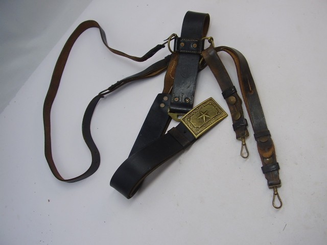 Civil War (1861-65) Leather Sword Baldric Belt w/ Inspector marks -STAR Buckle