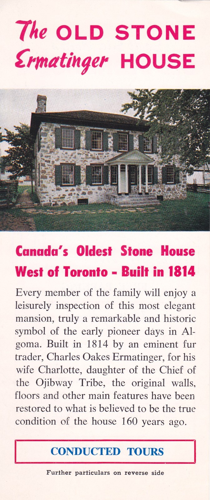 1970\'s The Old Stone House Sault Ste. Marie Canada Brochure