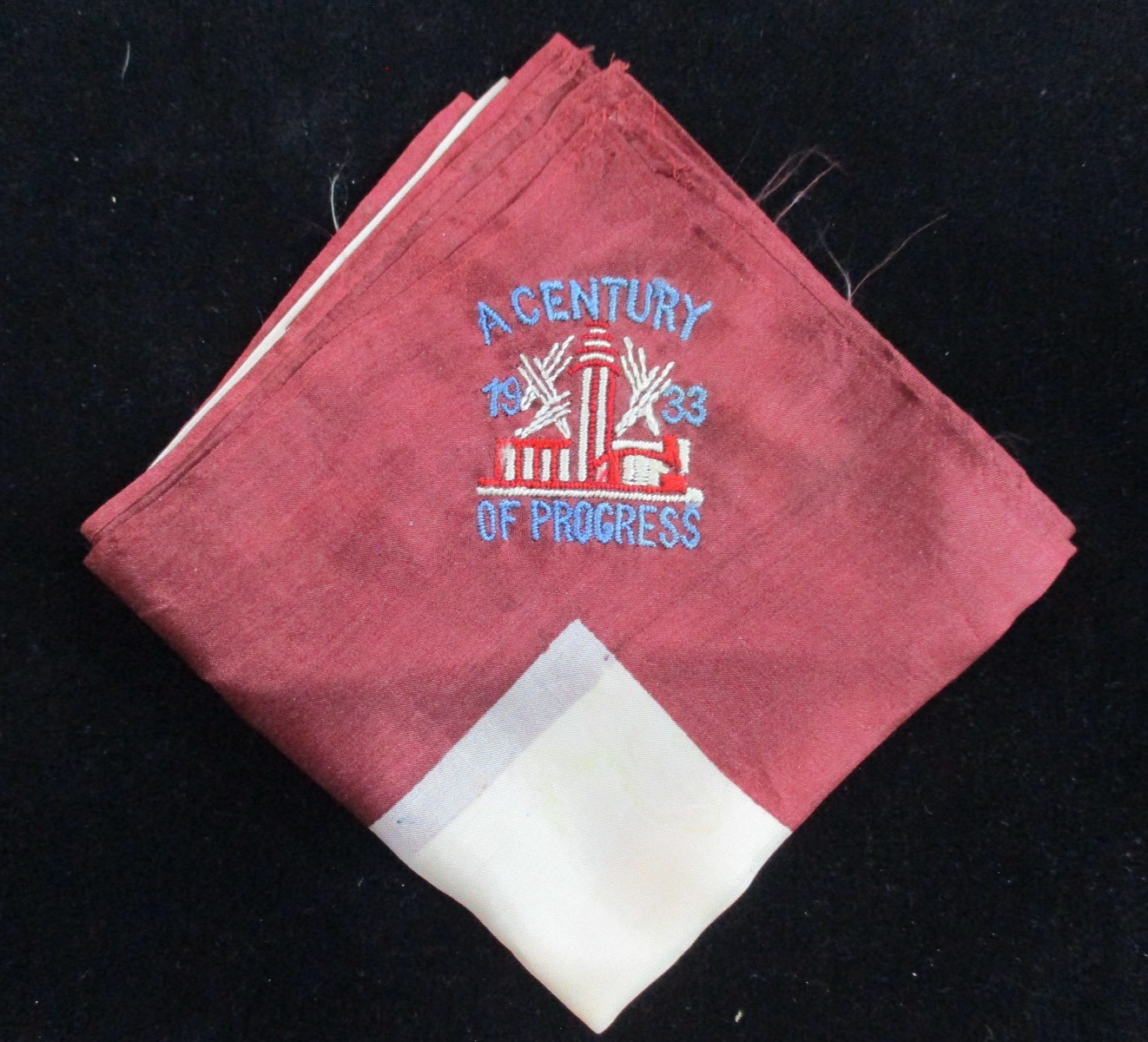 933 A Century of Progress Chicago World's Fair Souvenir Embroidered Silk Hanky 933 A Century of Progress Chicago World's Fair Souvenir Embroidered Silk Hanky