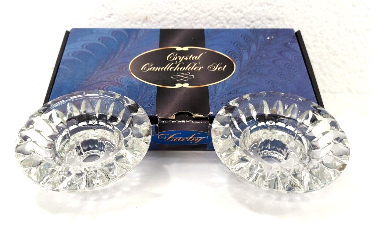 Darby Crystal Candleholder Set of 2 Taper Candle holder votives w/ vintage Box Darby Crystal Candleholder Set of 2 Taper Candle holder votives w/ vintage Box