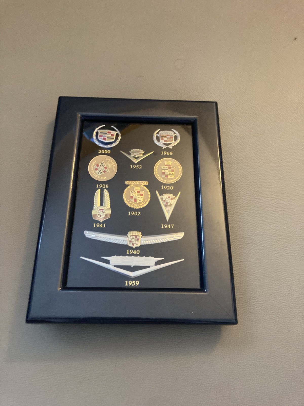 VTG Licensed GM Framed Collection Of 10 Cadillac Enamel Emblem Lapel Pins 100yrs VTG Licensed GM Framed Collection Of 10 Cadillac Enamel Emblem Lapel Pins 100yrs