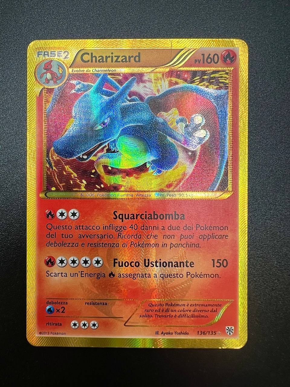 Pokemon Card Charizard 136/135 Italian Holo Poor Plasma Hurricane Set Vintage