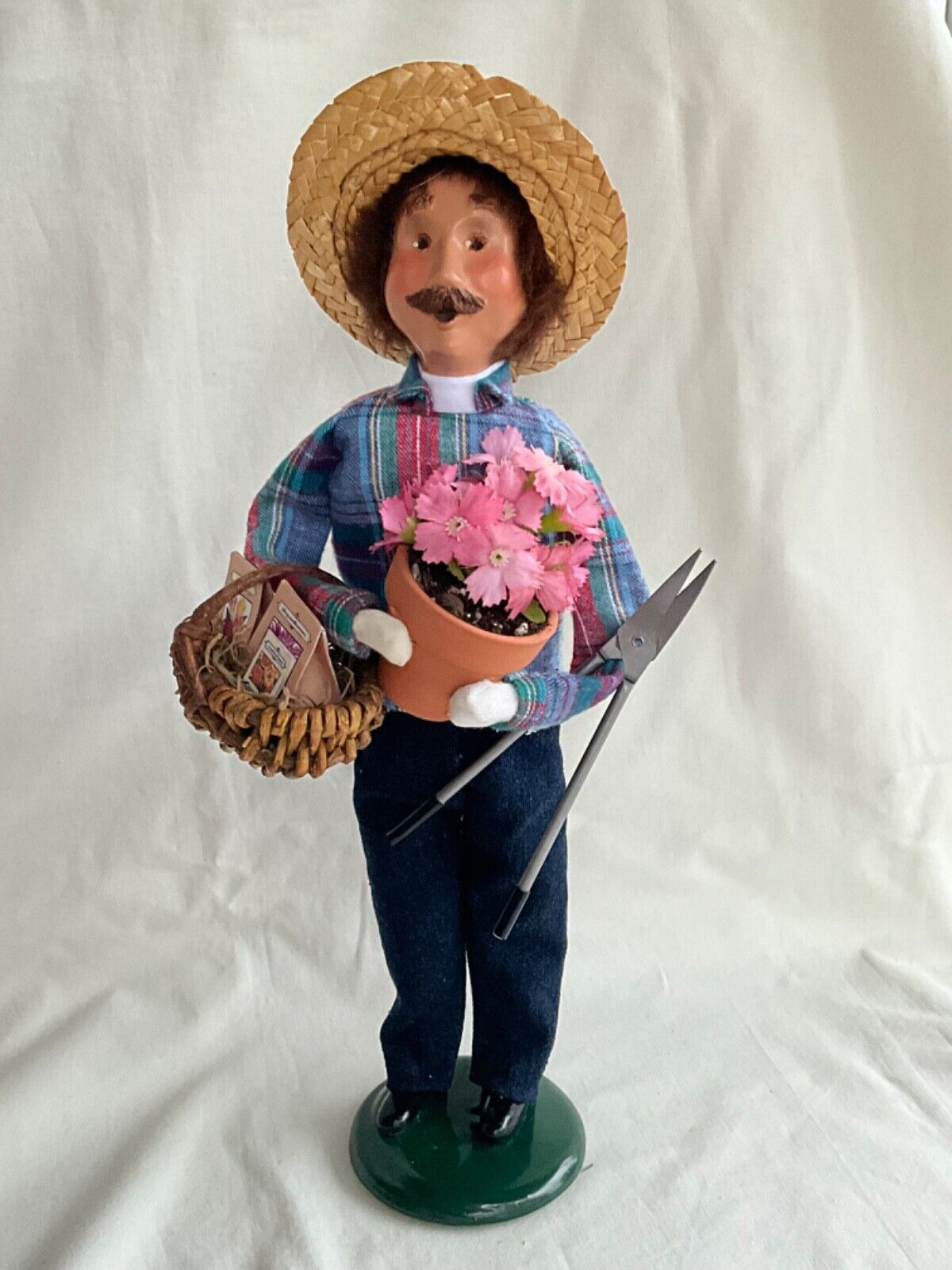 Byers Choice Spring Gardening Country Gardener Man w/ Clay Pots ~ Flower Bags
