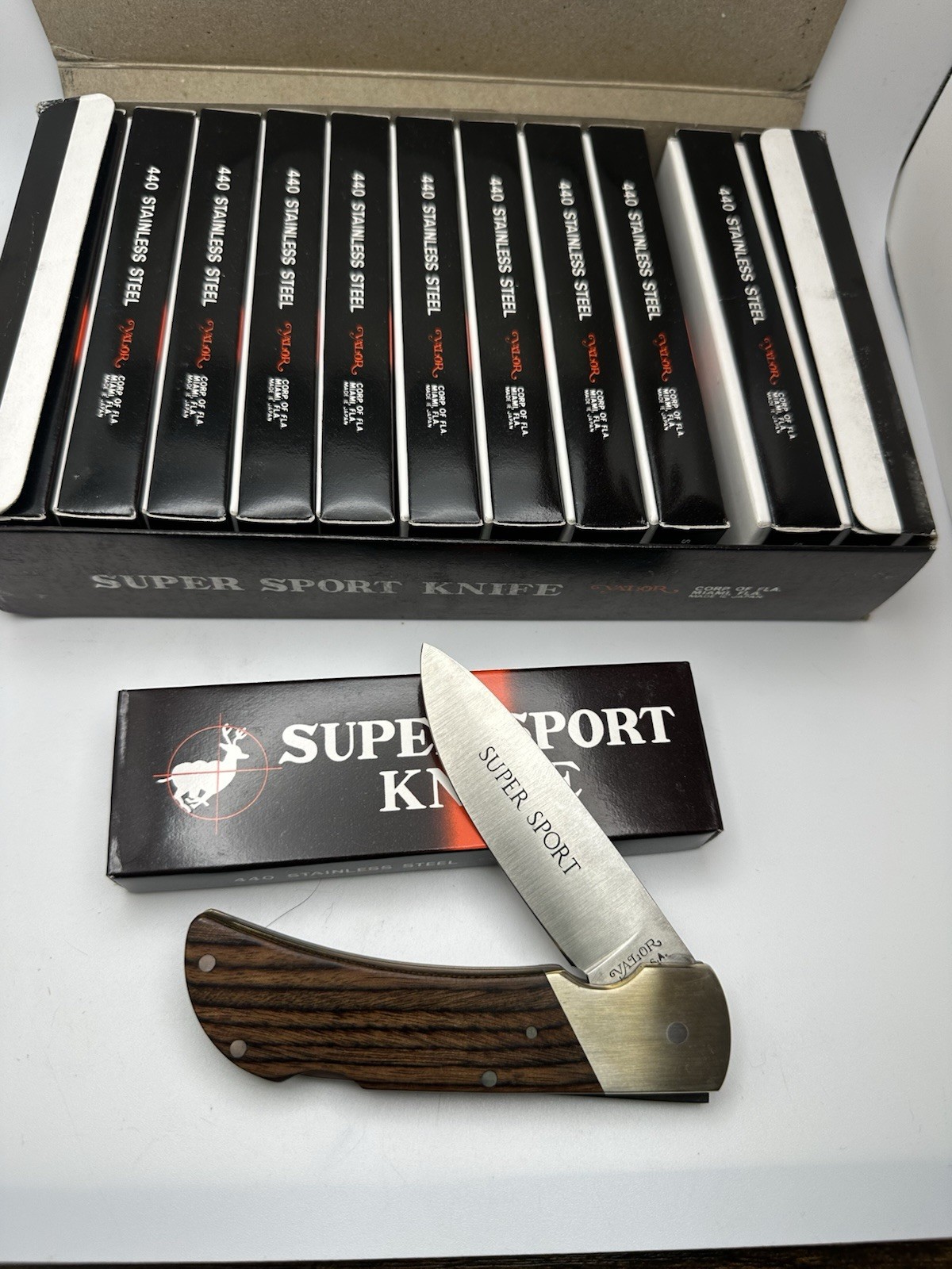 One Dozen Valor Super Sport 368 Miami Large Lockback Knife Japan 4.5” Nice