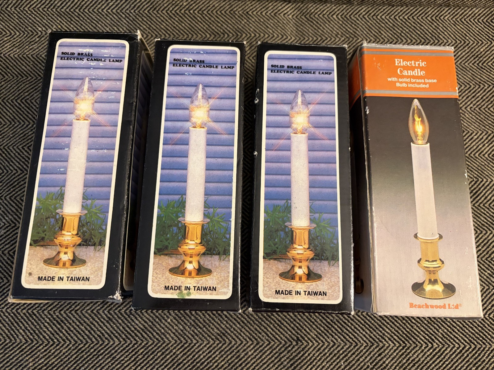 4 Vintage Solid Brass Base Electric Window Candlesticks Christmas 7