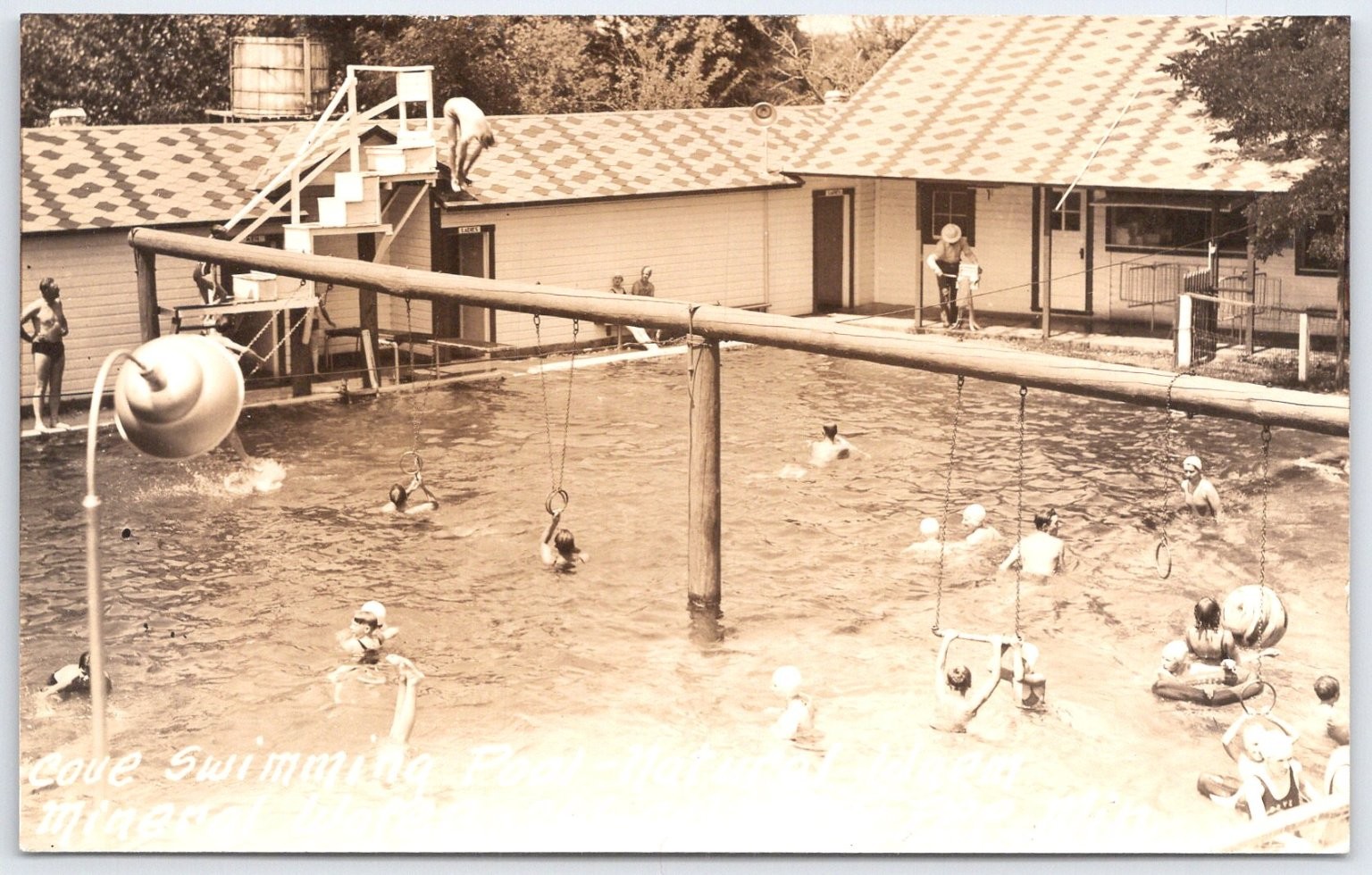 Vintage RPPC Cove Oregon Swimming Pool Swimmers Divers Swings Mineral Water Vintage RPPC Cove Oregon Swimming Pool Swimmers Divers Swings Mineral Water