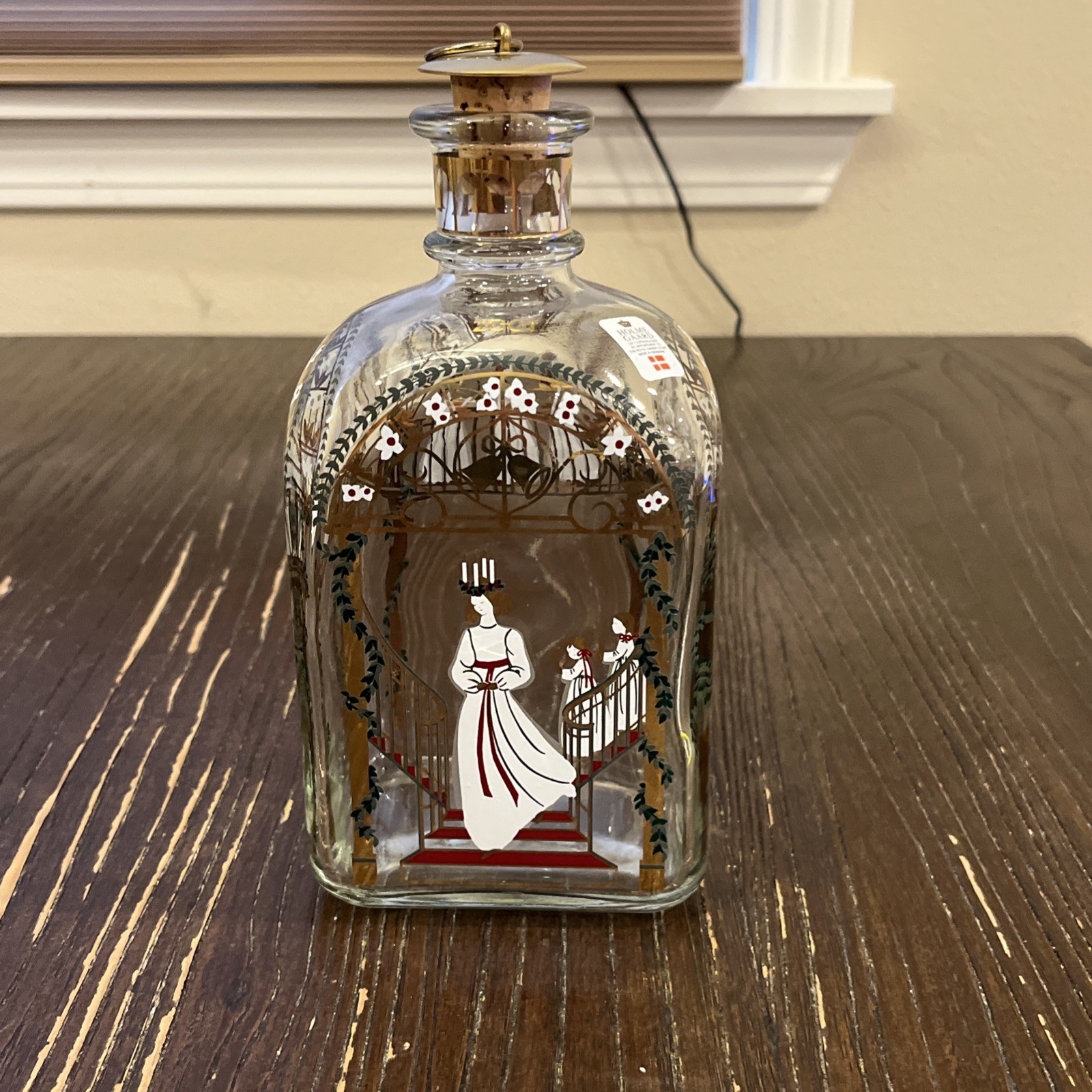 Vtg Holmegaard Juleflaske 1991 Christmas Bottle Danish Glass Decanter Holiday