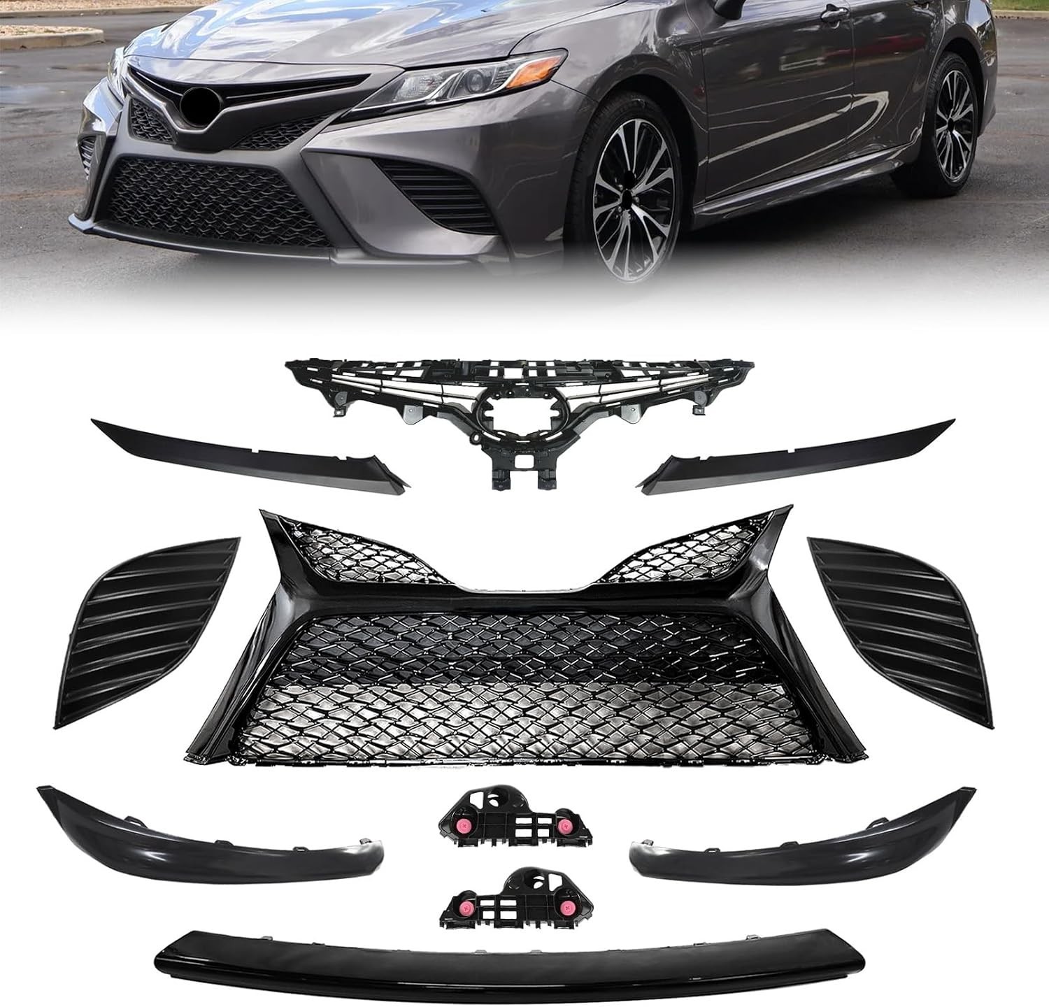 11Pcs Front Bumper Grille Kit Fit for 2018 2019 2020 Toyota Camry SE XSE 11Pcs Front Bumper Grille Kit Fit for 2018 2019 2020 Toyota Camry SE XSE
