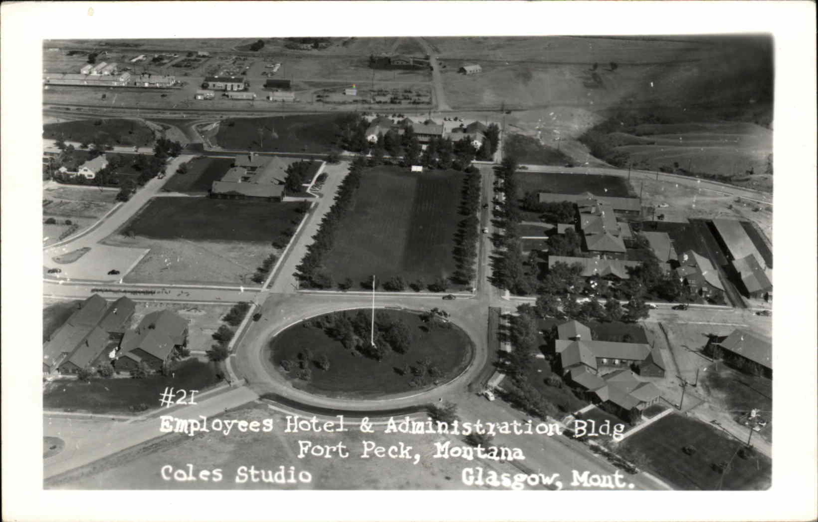Vintage RPPC Glasgow Montana MT FORT PECK EMPLOYEES HOTEL Real Photo Postcard