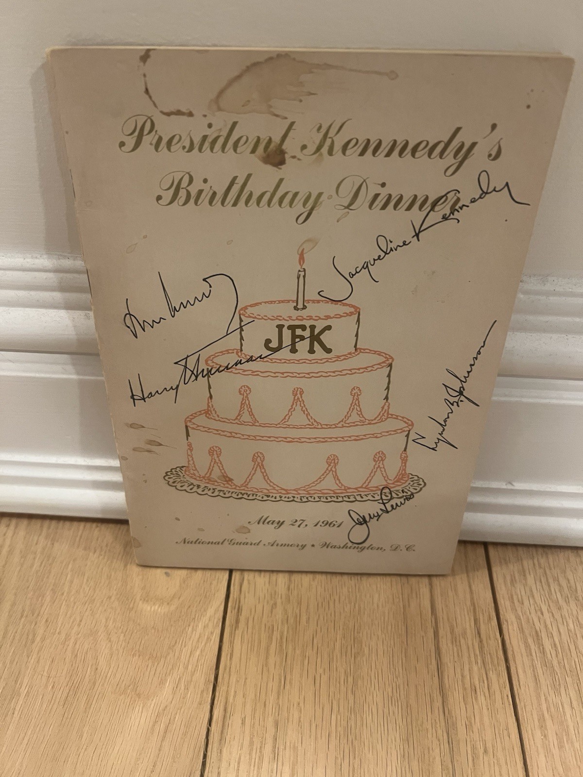 JFK Jackie Kennedy LBJ Harry Truman Jerry Lewis Signed Program Autograph Rare