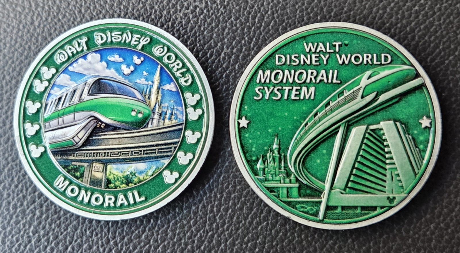 WDW Walt Disney World Green Monorail Collectible Challenge Coin Token