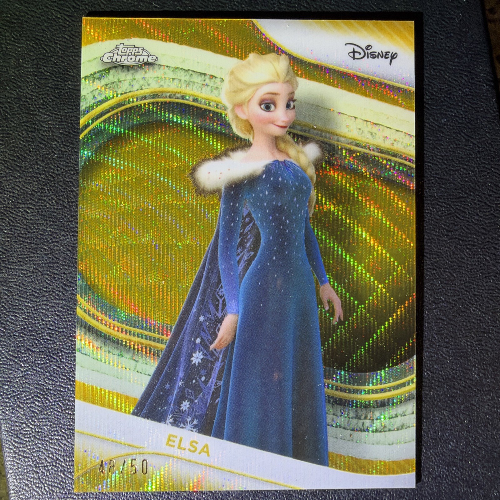 2025 Topps Chrome Disney Elsa #111 Gold Wave Refractor /50