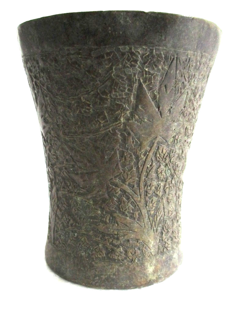 ANTIQUE COPPER ORNATE GLASS INTRICATE DESIGN ALL AROUND