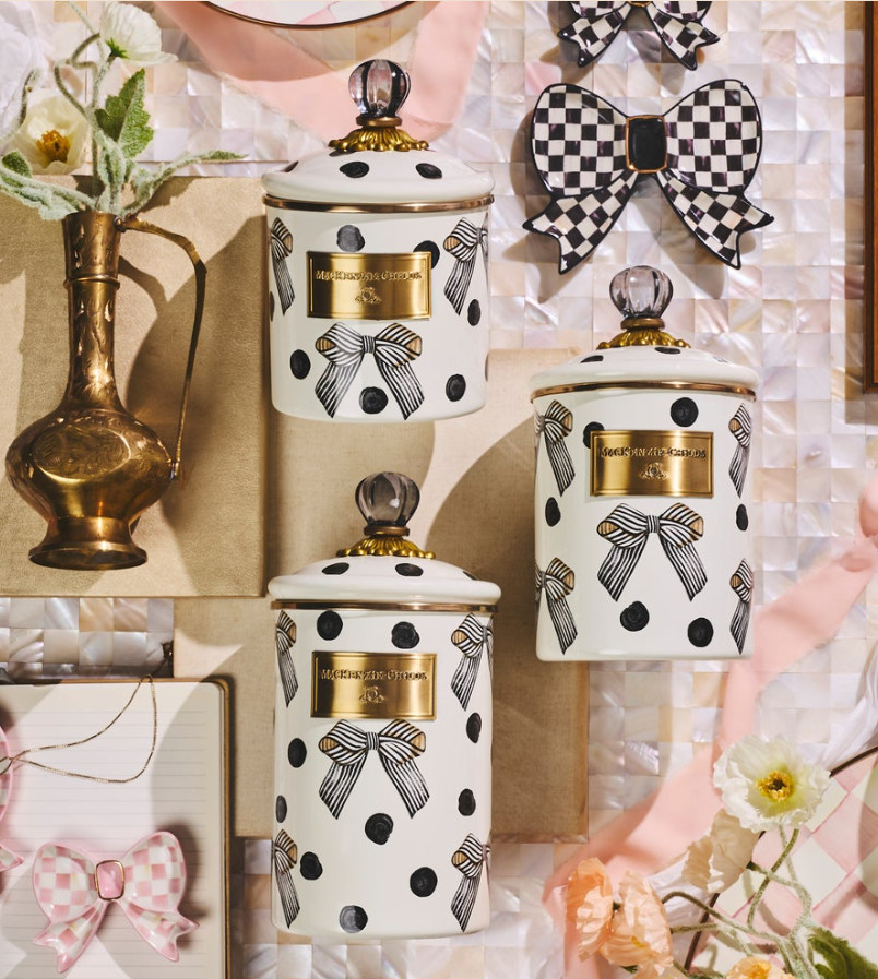 Mackenzie Childs Pretty as a Bow Canister, Large