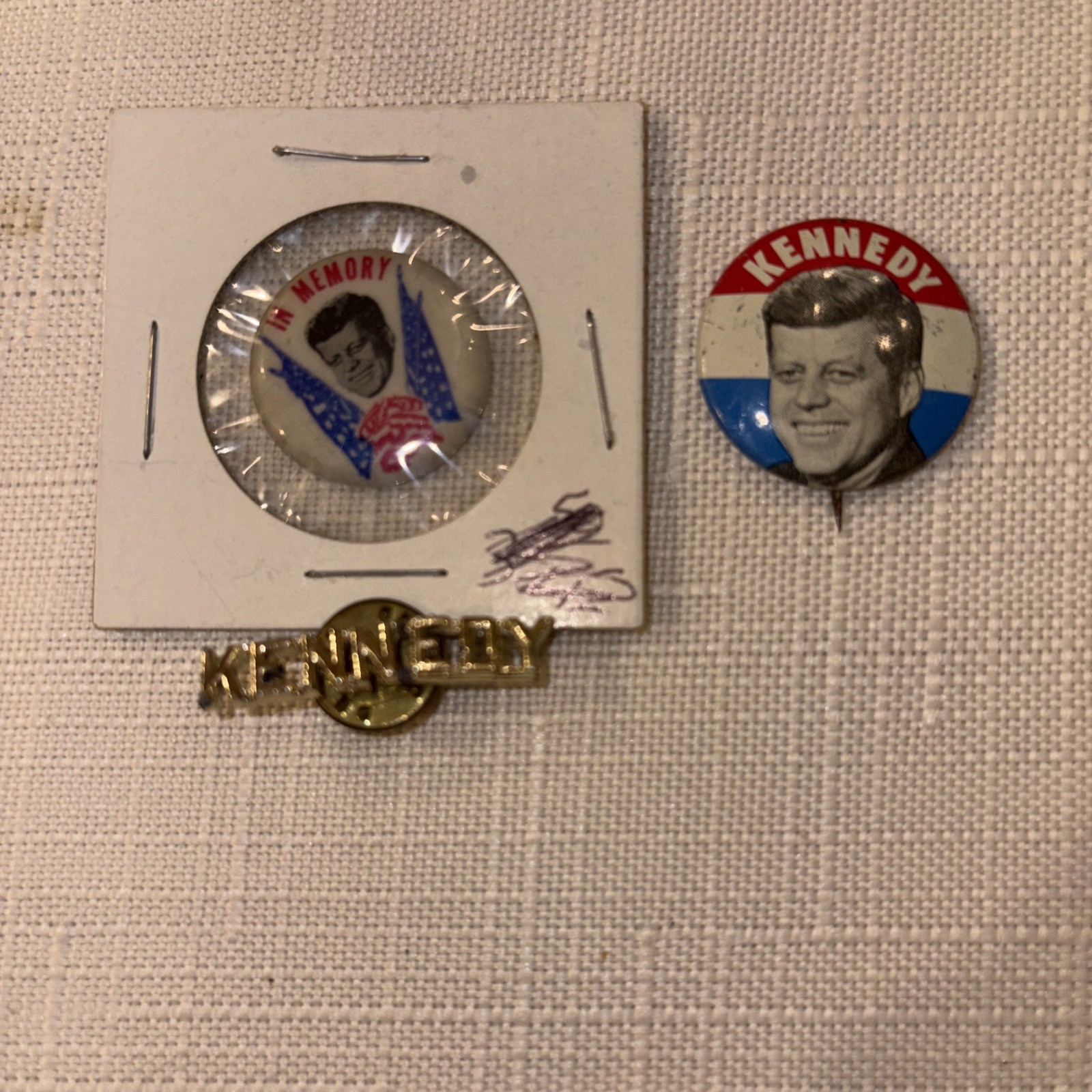 3 Vintage John F. Kennedy 1960 Presidential Campaign Election Pins/Buttons/Tab 3 Vintage John F. Kennedy 1960 Presidential Campaign Election Pins/Buttons/Tab