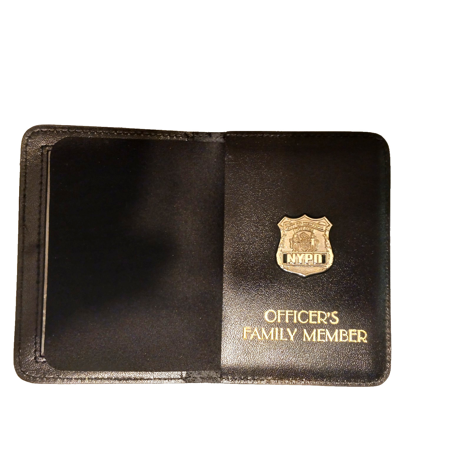 NYC Police Officer's NYPD Family Member Pin Mini Badge ID Wallet Gold Foil