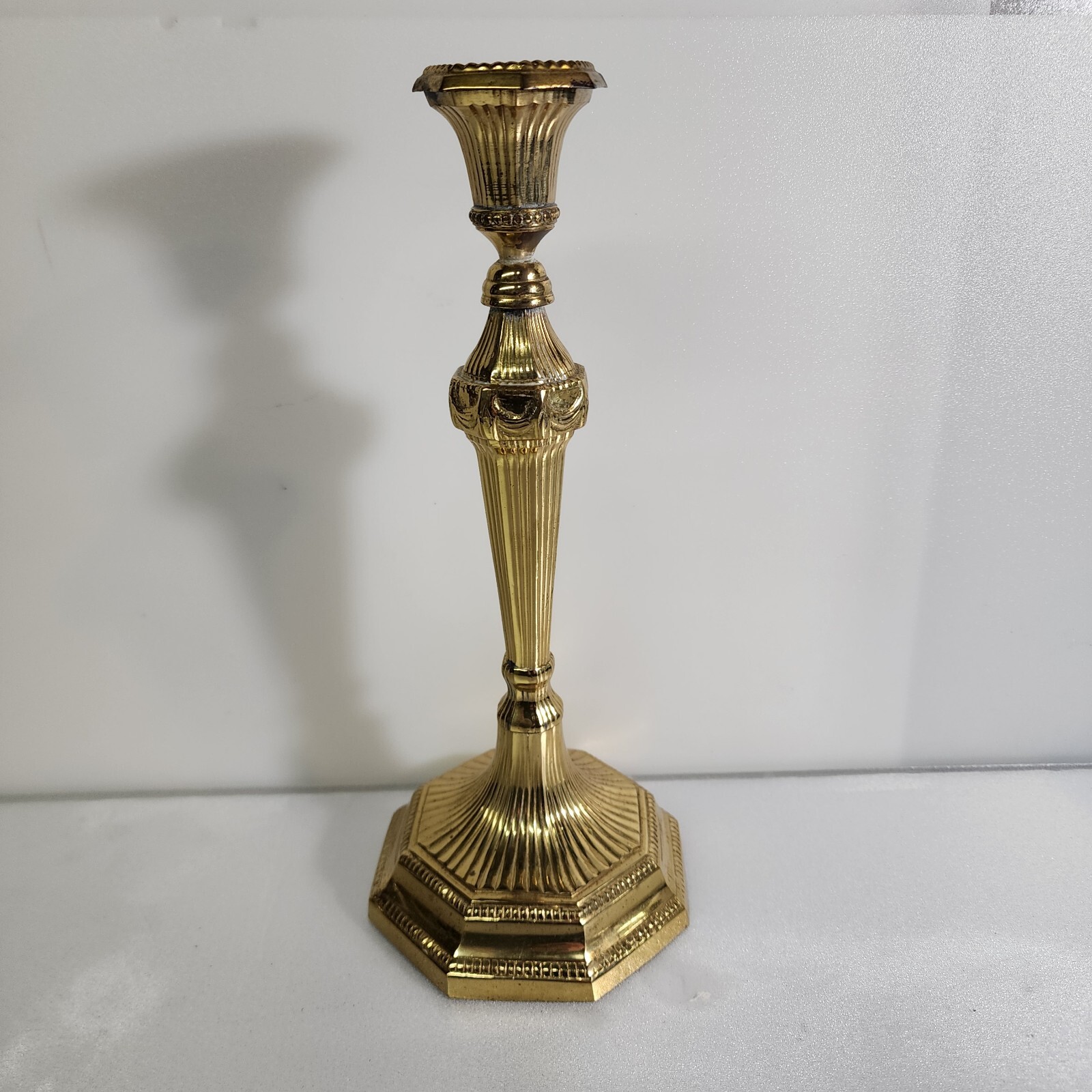 LOUIS XVI STYLE BRASS TABLE CANDLE HOLDER 10 1/4” Fine Dining LOUIS XVI STYLE BRASS TABLE CANDLE HOLDER 10 1/4” Fine Dining