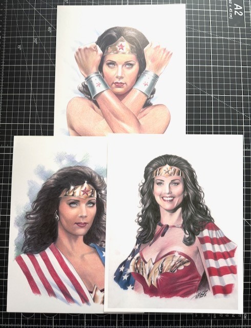Lot Of 3 Al Rio Lynda Carter Wonder Woman Prints 11X8.5