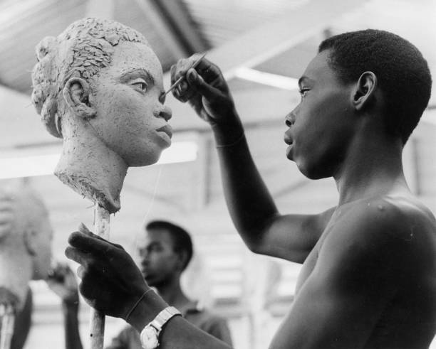 Student At Jamaican School Of Arts And Crafts Models 1962 Old Photo