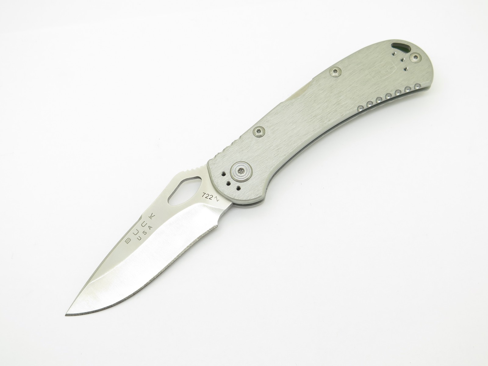 2024 Buck 722 Spitfire USA Gray Aluminum Handle Folding Lockback Pocket Knife 2024 Buck 722 Spitfire USA Gray Aluminum Handle Folding Lockback Pocket Knife