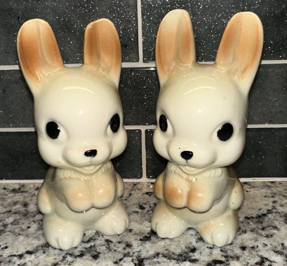 Vtg Pair 1945 Rempel Enterprises Ceramic Pottery Bunny Rabbits Both Marked MCM Vtg Pair 1945 Rempel Enterprises Ceramic Pottery Bunny Rabbits Both Marked MCM