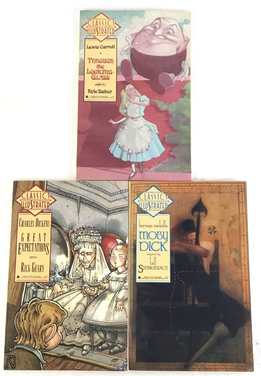 Vtg 1990 Classics Illustrated Great Expectations, Moby Dick, Through The Looking